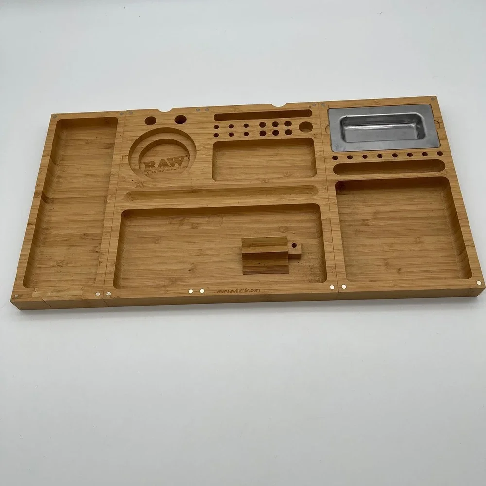 RAW Triple Flip Bamboo Magnetic Rolling Tray